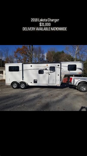 TRAILERS & BARNS on Instagram: "2018 Lakota Charger exceptionally clean 2018 Lakota Charger 2 horse slant with 9'L..Q. available for sale. 6'9" wide. Owned by a non-smoker. Hard to find clean used trailer. Extremely well maintained. Lots of options and upgrades Includes a 6 cubic foot fridge with separate freezer, a hydraulic jack. Trailer features a 58" sofa, Hickory Decor package. Microwave, furnace, fridge, television, separate table for dining comfort in front of sofa that folds for easy sto