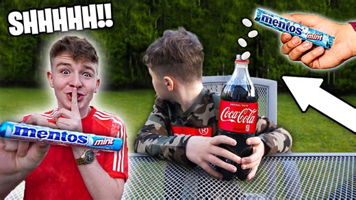 Coca-Cola and Mentos prank shocks a little brother significantly