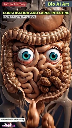 Constipation and Constipated Stool through the Large Intestine Animation | Bio AI Art | 25