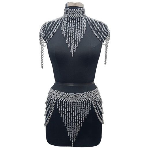 Medieval Chainmail Collar and Skirt Aluminum for Women Handmade Chainmail Jewelry Shoulder Armor LARP Festival Outfit - Etsy