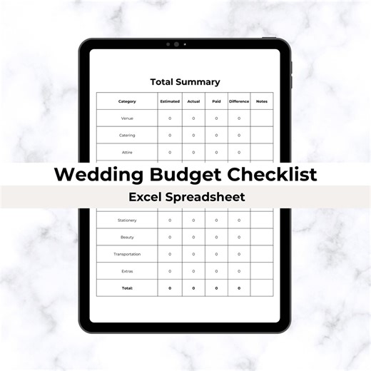 Wedding Budget Checklist Spreadsheet Planner (Excel Download)