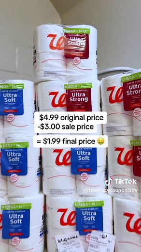 Seize the deal at Walgreens on 64% off toilet paper! Grab a little or a lot, but now’s your chance to stock up. No coupons necessary, same price rings up at checkout. Deal ends 01/06. #walgreens #toiletpaper #couponcommunity #moneyhacks #smartshopper #seizethedeal #krazycouponlady