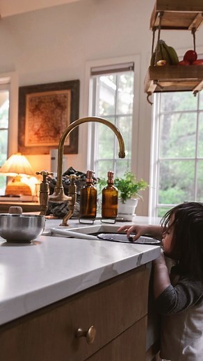 4.7K views · 46 reactions | That built-in, small space step stool being put to good use by both kiddos in the new cottage kitchen. 𢡄煮 #smallspacedesign #cottagekitchen | Tiny Canal Cottage | Facebook