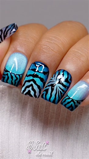 Baby Blue Zebra Nails🦓💙