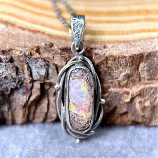 Handmade Mexican Matrix Opal Pendant – 925 Sterling Silver Necklace - Etsy