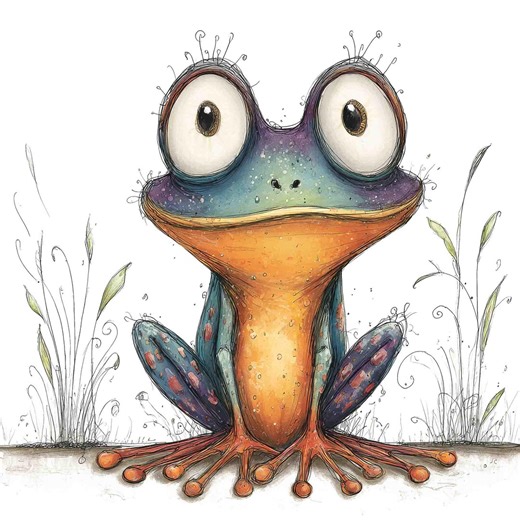 20 Whimsical Frog Clipart PNG Transparent Background – Junk Journal, Scrapbooking, Mixed Media, Watercolor Frog, Digital Download - Etsy