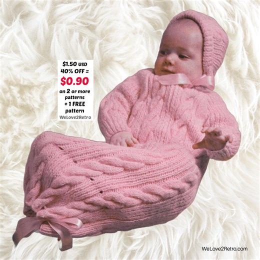 Baby Cocoon Knitting Pattern PDF – Easy Vintage Sleep Sack, Newborn Swaddle DIY Bunting Wrap - Etsy