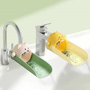 2 Pack Faucet Extender for Toddlers, Kids Sink Extender for Bathroom, Kitchen, EASICUTI Food Grade Silicone Faucet Extension, Baby Hand Washing Water Spout Extender Fits Standard & Gooseneck Faucet