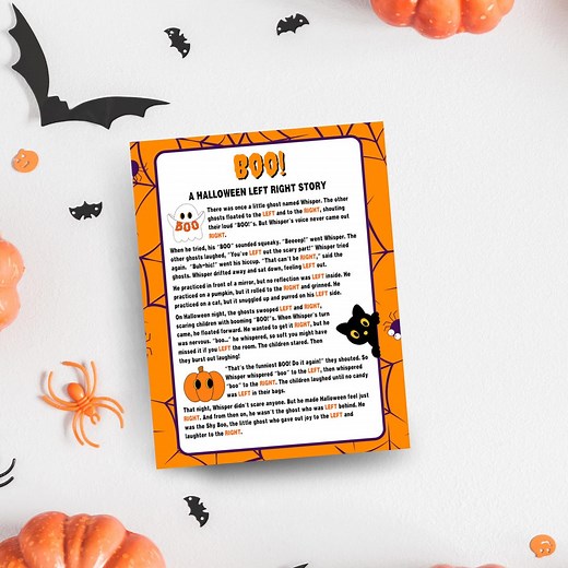 Halloween Left Right Story Game: Pass the Gift Game for Kids Ghost Theme (PDF Printable Download) - Etsy