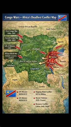 Congo Wars map: deadly conflicts, rebel violence, and resource-driven turmoil in Africa 🇨🇩#warzone