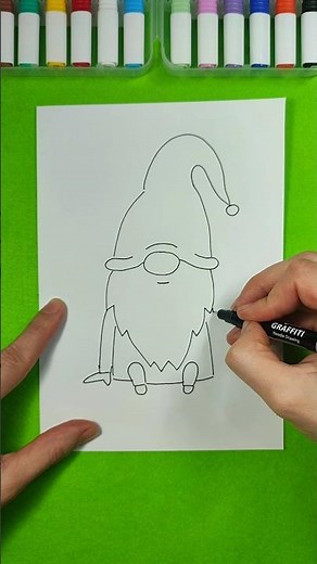 How to draw a little Christmas gnome✏️ 🧙‍♂️ Try it too ✏️#drawing #tutorial #funny #gnome #easy #art