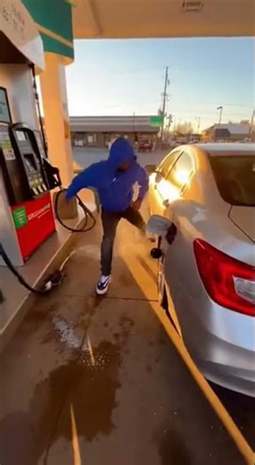 Gas pump explodes into chaos #ViralMoment