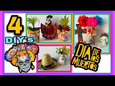 4 Dia Del Los Muertos DIY’s / Day of the Dead decor / easy quick Halloween DIYs / Latin decor