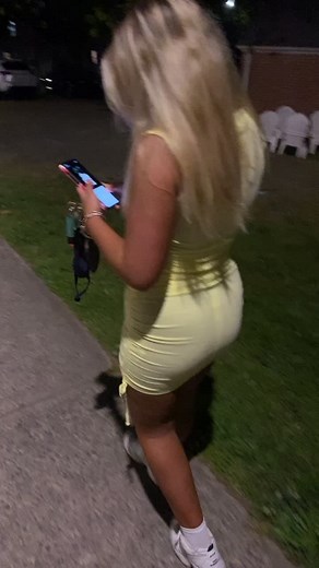 Drunk girls walking home from the bar