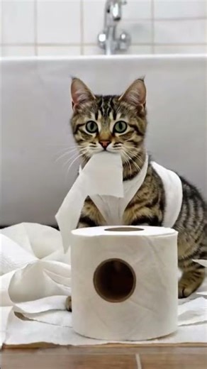 ​Kitten making a mess.