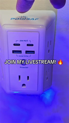 POWSAF 9-1 Outlet Extender with USB Ports and Night Light