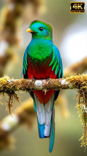 Watch and listen as **this Resplendent Quetzal singing** unfolds like a living melody above a misted cloud-forest limb. In this cinematic 4K short, the bird’s full-toned, mellow slurred notes and liquid whistles bloom slowly from pauses in the canopy — a rare perching performance captured with close attention to timing and tonal clarity. You’ll hear how subtle throat and head movements synchronize with luminous echoes while the bird preserves a rooted posture, emphasizing perching grace rather t