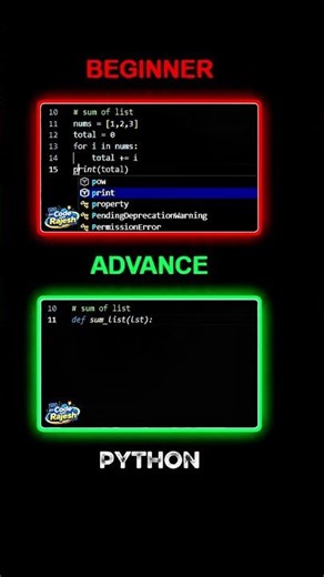 "Python" beginner vs advance coding | learn advance level in python 🚀 #python #shortvideo