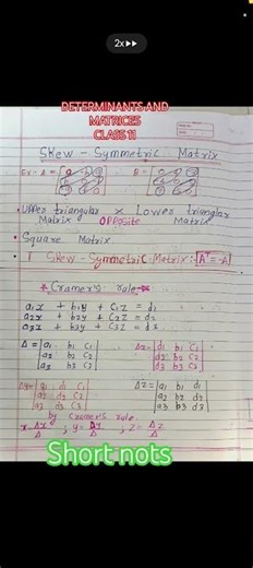 CLASS 11 CHAPTER NUMBER 4. DETERMINANTS AND MATRICES SHORT VEDIO