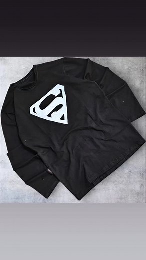 #Superman t-shirts full sleeves denim patch work Only black white colour | Zaryan Yusuf