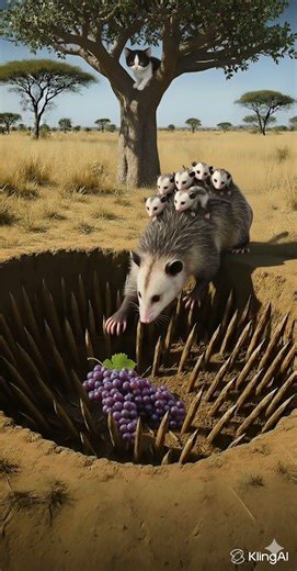 Will the possum escape the trap and get the grapes? 🐀🍇❓ Trap Escape Test! #wild #animal #possum
