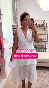 How gorgeous is this new white @walmart dress!?! Comment OUTFIT LINKS below! 🛍️It’s so breezy and comfy! It definitely could be dressed up or just thrown on a denim jacket if you want to be more casual! Wearing size S 💕 #walmart #walmartfinds #walmartfashion | The DoubleTake Girls
