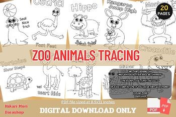 Zoo Animals Tracing Pages – 20 Fun Worksheets for Kids