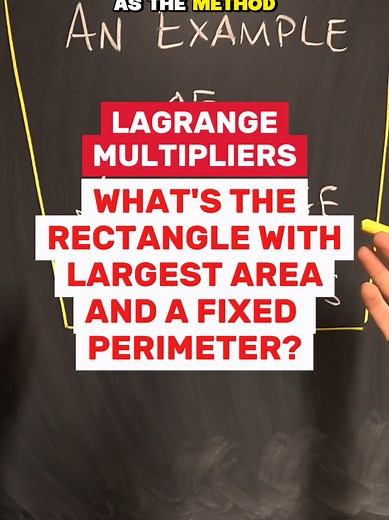 What's the rectangle with the largest area for a *fixed* value of the perimeter? Let's find out using the method of Lagrange multipliers #math #mathtok #area #calculus #lagrangemultipliers