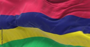 Detail of the Mauritius national flag waving