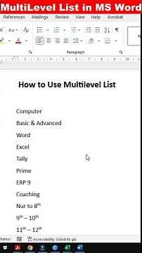 How to Insert Multilevel List in Word🔥 #word #msword #eleganceacademy #multilevellist