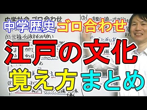 中学社会【ゴロ合わせ】歴史「江戸時代の文化・覚え方のまとめ」