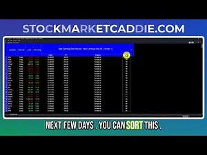 AUTOMATED EARNINGS CALENDAR FOR RADAR SCREEN AT TRADESTATION