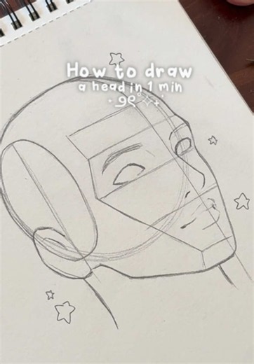 How to draw a head in 1 min #arttutorial #sketch #facedrawing #tutorial