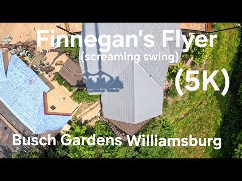 Finnegans Flyer (5K) POV (screaming swing) both sides summer 2025 #buschgardenswilliamsburg #swing