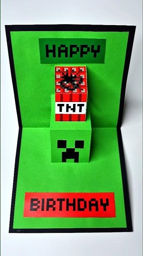 DIY Minecraft Creeper TNT Pop Up Birthday Card 💚 Cute Gift Idea ❤️ Easy Paper Craft