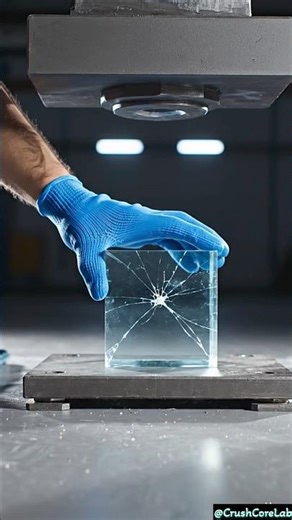 “What Happens When a Glass Cube Meets a Hydraulic Press? | Ultra Slow Motion Crush”