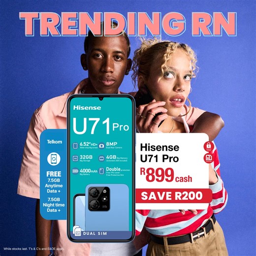 Your weekly deal drop is here! Take R200 off the Hisense U71 Pro. Shop now: https://mrp.bz/10p0e | Mr Price Cellular