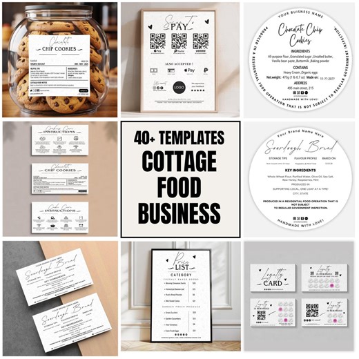 Cottage Food Labels Bundle, Farm Stand Menu, Cottage Bakery Business Canva Templates, Cookie Labels, QR Code Sign Price List Loyalty Cards - Etsy