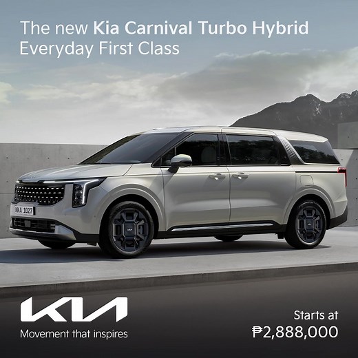 312 reactions · 6 comments | The new Kia Carnival Turbo Hybrid brings performance and efficiency to the everyday first class of premium relaxation seats, tri-zone climate control, dual 12.3-inch panoramic display, dual power-sliding doors and power tailgate, starts at P2,888,000. #KiaPhilippines #MovementThatInspires #EverydayFirstClass | Kia Philippines | Facebook