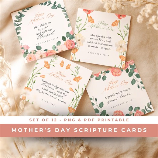 Mother’s Day Cards Printable, Scripture Cards for Church Moms, Christian Gift - Etsy