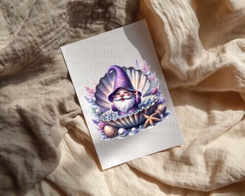Beach Gnome Clipart Summer Shell Watercolor PNG Digital Download 1 - Etsy