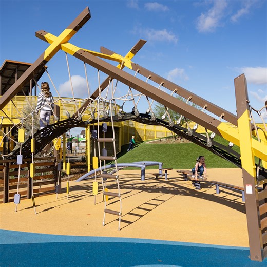 4.7K views · 56 reactions | Painted Sky Park in Apache Junction, Arizona, offers a sprawling playground with a custom climbing wall and Forma™ contemporary play structures. #playlsi ExerPlay, Inc. Apache Junction Parks & Recreation | Landscape Structures Inc. | Facebook