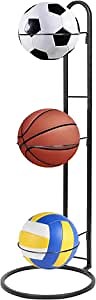Basketball Ball Storage Rack, 3 Tier Cube Ball Storage Holder, Garage Sports Organizer,Indoor Removable Vertical Display Stand for Basketball Football Volleyball