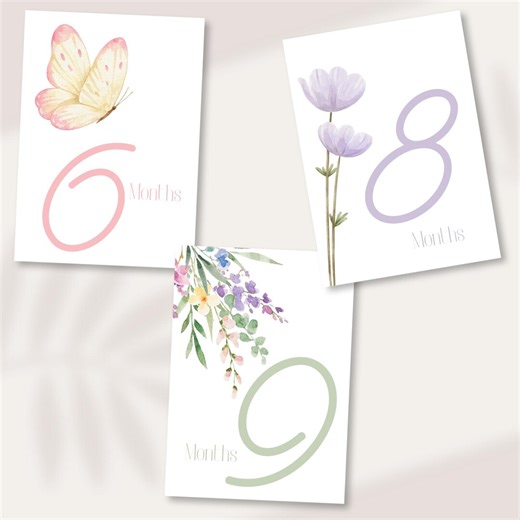 Wildflower Printable Milestone Cards | First Year Monthly Milestone Baby Cards | Grandmillenial Baby Newborn Gift Digital Download - Etsy