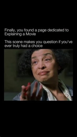 Explaining a Movie on Instagram: "@explainingamovie teaches you something new about movies everyday! In this scene between Neo and the Oracle, while having their conversation, the Oracle offers Neo candy, a seemingly small but symbolic gesture representing the red pill. The exchange makes Neo questions whether or not he ever had a choice but the Oracle reminds him that isn’t the point in the first place. Further into the conversation, when discussing Trinity and Neo’s visions, the Oracle states:
