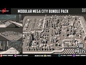 Modular Mega City STL Pack 🚀 | Ultimate 3D Printable Cyberpunk City Kitbash