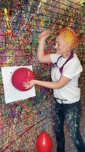 Paint bombs are the bomb! Comment to win the painting! #makeamess #paintbomb #fyp #foryoupage #follow #painting #art #splatter