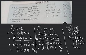 Exercise1. Factorise the following using identities.a) x2−x−2... | Filo