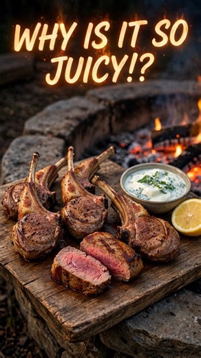 The Fire Makes These Lamb Chops INSANELY Juicy 🔥 #foodasmr #cooking #cookingasmr
