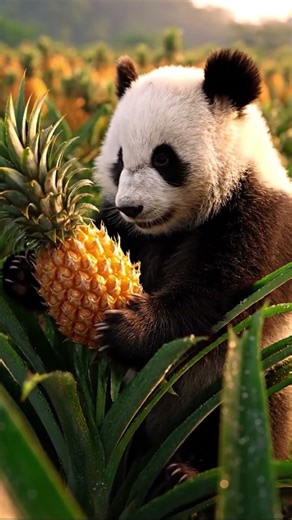 Relaxing Panda ASMR 🐼 | Cute Baby Panda Eating Fruits 🍎🥭 | No Talking | Hungry Panda Shorts